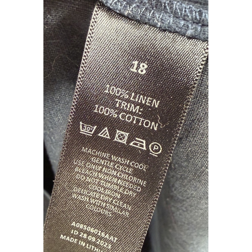 White Label Company Shift Dress 100% Linen Womens Sz 14 Navy Coastal Lagenlook - Picture 5 of 7